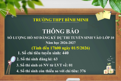 Thông báo số lượng hồ sơ kì thi tuyển sinh lớp 10 năm học 2026-2027 tính đến 17h00 ngày 01/5/2026